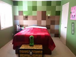 Minecraft bedroom decorating ideas that look great and won't break the bank! My Cousin S Son Is Obsessed With Minecraft While He Was Away At A Sleepover She Changed His Room Up A Little Bit Minecraft Room Decor Minecraft Bedroom Decor Minecraft Room