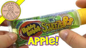 This squeezable sugary candy came in multiple flavors including watermelon, cherry, and blue raspberry. Hubba Bubba Sour Apple Squeeze Lick Lollipop Candy Youtube