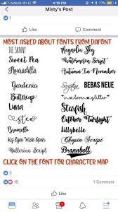 Every font is free to download! Font Cheat Sheet Cricut Fonts Scrapbooking Cricut Cricut Projects Vinyl
