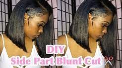 See more ideas about short hair styles, weave hairstyles, natural hair styles. Deep Side Part Bob Blunt Cut Qaadisiya Lace Front Wigs Of Virgin Hair