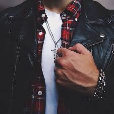 White T Shirt Flannel Shirt Leather Jacket Flannel Fashion Mens Fashion Flannel Shirt