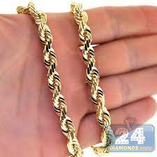 14k Yellow Gold Solid Rope Mens Chain Necklace 7 Mm 24 26 28 30 Inches Handmade In Italy Gold Chains For Men Black Hills Gold Jewelry Mens Silver Necklace