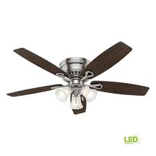 Because this hunter ceiling fans with lights uses very less power while rotating. Hunter Oakhurst 52 In Led Indoor Low Profile Brushed Nickel Ceiling Fan With Light Kit 52125 The Home Depot