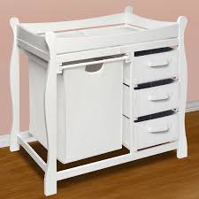 Badger Basket Sleigh Style Baby Changing Table With Hamper And 3 Baskets In White Changing Table Baby Changing Table Baby Changing