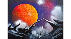 Scape With Galaxy Space Planet Acrylic Beginning Painting Tutorial Liquitex Spray Paint The Art Sherpa