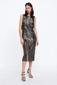 Image 1 Of Tube Dress With Sequins From Zara Fancy Dresses Long Winter Wedding Guest Dress Tube Dress