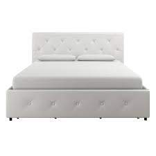 Distance from floor to bottom. Dhp Dean Upholstered Bed With Storage White Faux Leather Queen Walmart Com Walmart Com