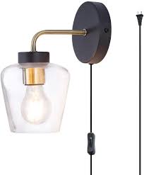 Contemporary style takes shape with the geometric profile of this armed sconce. Tehenoo Applique Murale Enfichable Amazon Ca Outils Et Bricolage Plug In Wall Sconce Black Wall Lamps Glass Wall Lights