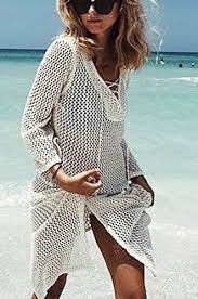 Wander Agio Beach Swimsuit For Women Sleeve Coverups Bikini Cover Up Net Beach Wear Dresses Swimwear Dress White Swimwear