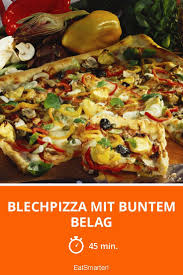 Blechpizza Mit Buntem Belag Rezept Blechpizza Rezepte Pizza