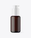 Download Frosted Dark Amber Cosmetic Bottle With Pump Mockup In Bottle Mockups On Yellow Images Object Mockups