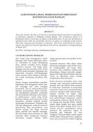 Meski telah memiliki uu yang mengatur larangan alih fungsi lahan pertanian sejak beberapa tahun lalu, saat ini kurang dari separuh kabupaten/kota menindaklanjutinya. Pdf Alih Fungsi Lahan Pembangunan Pertanian Kketahanan Pangan Iswan Kaputra Jurnal Strukturasi Antropologi Sosial Universitas Negeri Medan