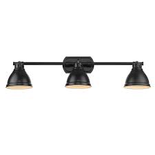 Golden Lighting Duncan 4 5 In 3 Light Black With Matte Black Shades Bath Vanity Light 3602 Vl3 Blk Blk The Home Depot Vanity Lighting Golden Lighting Vanity Light Shade