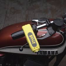 Bully Motorcycle Grip Lock In High Vis Yellow Cafe Racer Car Bike Gear