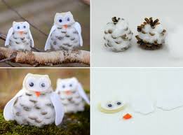 Basteln Tannenzapfen Advent Kinder Eulen Watte Filz Schneeeule Advent Basteln Basteln Weihnachten Naturmaterialien Basteln Weihnachten Winterdeko Basteln