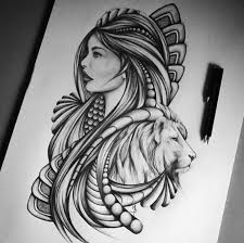 Drawing Movement Woman And Lion Man And Beast Doodle Leo Tattoo Designs Lion Sketch Lion Illustration