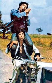 Dharmendra And Amitabh Bachchan In Sholay Bollywood Posters Vintage Bollywood Bollywood Music