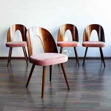 For Sale Set Of 4 Dining Chairs By Antonin Suman For Tatra Nabytok Np 1960s Wooden Dining Chairs Dining Chairs Pink Dining Chairs