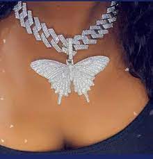 20mm Big Butterfly Cuban Choker Chain Necklace Blinged Iced Cuban Butterfly Necklace 20mm Big Butterfly Miami Cuban Necklaces In 2021 Hip Hop Jewelry Butterfly Necklace Rhinestone Fashion