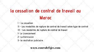 L'article 13 alinéa 1 du code du travail marocain précise que pendant la période d'essai, chacune des parties peut, en principe, rompre le contrat de travail sans préavis ni indemnité. La Cessation De Contrat De Travail Au Maroc Cours Fsjes