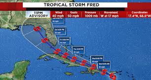 A tropical storm warning means that tropical storm conditions are expected somewhere within the warning area. Track Models Updates System In Atlantic Develops Into Tropical Storm Fred