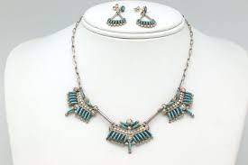 This Zuni Needlepoint Necklace Set Was Made By Bernadette Wayco It Incorporates Traditional Zuni Sterling Zuni Necklace Zuni Jewelry Sleeping Beauty Turquoise
