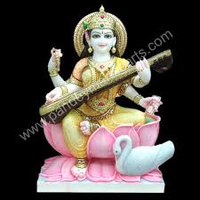 What you should do to please saraswati mata to become knowledgeable? Saraswati Mata Marble Murti In Mumbai India From Pandey Moorti Bhandar