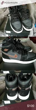 Black And Gold Jordans Womens Black And Rose Gold Air Jordan 1 Retro Jordan Shoes Retro Air Jordans Jordans