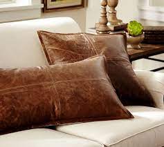 Lumbar support pillows provide comfort and back support during long workdays. Pieced Leather Pillow Covers Pottery Barn