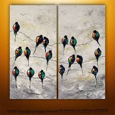 Abstract Birds On A Wire Painting Pin On Abstract Birds Painting By Gabriela
