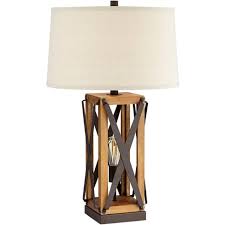 Shop birch lane for farmhouse & traditional table lamps, in the comfort of your home. Franklin Iron Works Farmhouse Table Lamp With Nightlight Led Bronze And Wood Tone Off White Burlap Shade For Living Room Bedroom Target