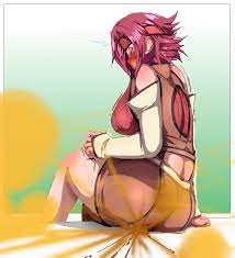1girls big ass big butt blush closed eyes code geass embarrassed  fart fart cloud fart fetish farting headband kallen stadtfeld lazei purple  hair scat shart short hair sitting solo