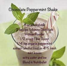 Chocolate And Mint What S Not To Like Arbonne Recipes Peppermint Shake Arbonne Detox Recipes