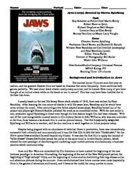 It was based on peter benchley's novel, jaws, which was written in 1974. Jaws Film 1975 Study Guide Movie Packet By Bradley Thompson Tpt