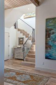 Modern house plans feature lots of glass, steel and concrete. Elegant Suburban House With Exposed Interior Wood Beams