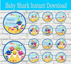 2nd Birthday Baby Shark Cake Topper Printable Free Baby Shark Cupcake Topper Instant Digital Download Party Toppers Printable 2 Inch 1 Inch Craft Birthda Baby Shark Shark Baby Shower Shark Themed Birthday Party