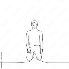 man kneeling - one line drawing vector. concept kneel, beg, humiliate,  submissive Stock Vector | Adobe Stock