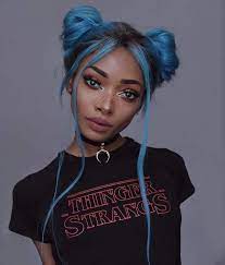 Gorgeous black girl with medium length hair cut into a bobbed styled and dyed in a black to green ombre! 11 Exotic Blue Hairstyles For Black Girls Hairstylecamp