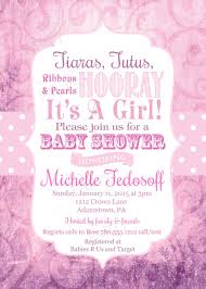 Tiaras And Tutus Girls Baby Shower Invitations Pr 2 Jpg 1071 1500 Baby Shower Baby Shower Invites For Girl Baby Shower Decorations