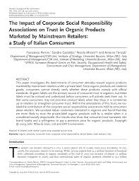 Registra pec in 5 minuti: Pdf The Impact Of Corporate Social Responsibility Associations On Trust In Organic Products Marketed By Mainstream Retailers A Study Of Italian Consumers