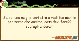 Frasi per la festa delle donne: Indovinello Se Sei Una Moglie Perfetta E Vedi Tuo Marito Per Terra