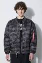 Alpha Industries bomber jacket MA-1 CS Camo men's black color at ...