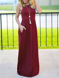 Fashion Burgundy Pocket Detail Sleeveless Maxi Dress Burgundy Maxi Dress Maxi Dress Dresses To Wear To A Wedding
