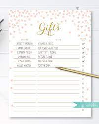 Gifts List Bridal Or Baby Shower Printable Gift List Etsy Bridal Shower Gift List Indian Bridal Shower Fun Bridal Shower Games
