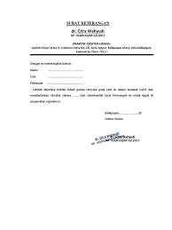 Selain itu, surat izin juga memiliki kedudukan sebagai. Surat Keterangan Dokter Docx