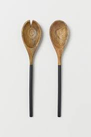 Wooden Salad Servers Mango Wood Black Home All H M Us Tableware Design Salad Servers Mango Wood