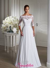 Ogni futura sposa ha un sogno. Abito Da Sposa Semplice Lineare Con Ricami Maniche 3 4sposatelier