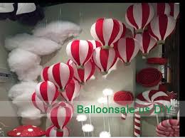 Red And White Fabric Hot Air Balloons Hanging Ceiling Decorations Balloon Decorations Party Hot Air Balloon Decorations Balloon Decorations