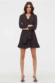 Wrap Dress Black Hearts Ladies H M Us 1 Wrap Dress Black Wrap Dress Sun Dress Casual