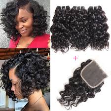 A short messy curly bob haircut is both casual and fun, and is easy to maintain. Amazon Com Yami 8a Brazilian Human Hair Bundles Water Wave Curly Weave Short Hairstyles 100 Unprocessed Virgin Hair Extensions With Lace Closure 50g One Bundle 8 8 8 8 Closure Beauty